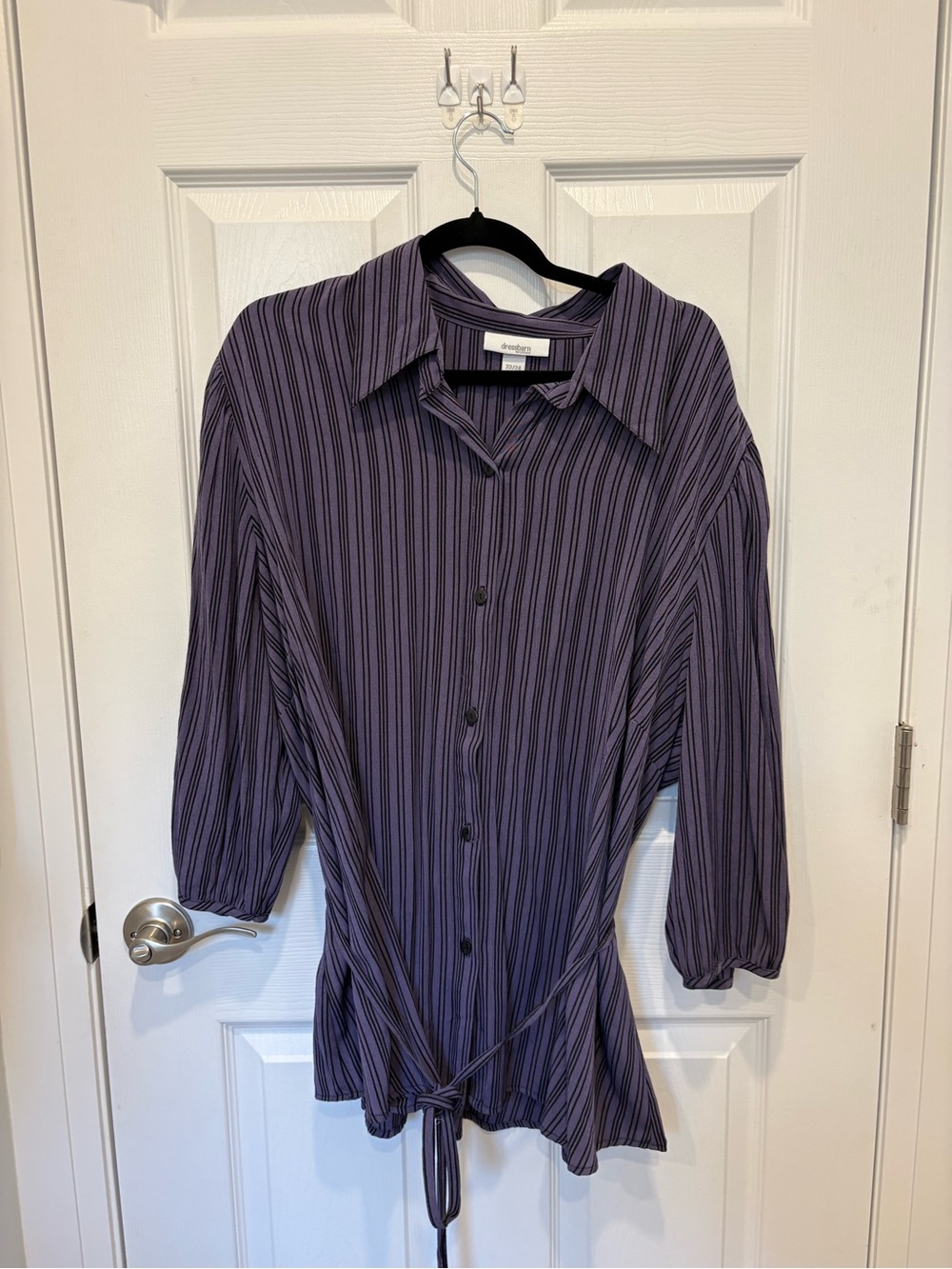 Dress barn Women's Purple Stripe Button-Front Blouse #1220